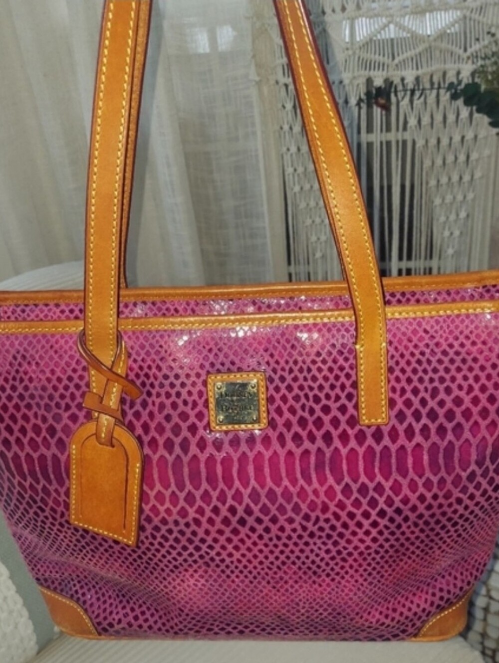 Dooney & Bourke CHARLESTON Purple and Tan Tote Bag